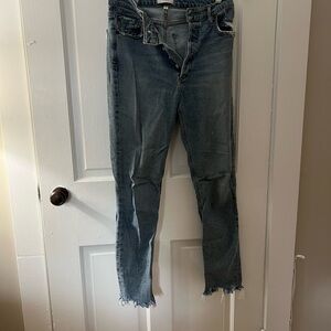 Agolde Distressed Blue Ankle Jeans
